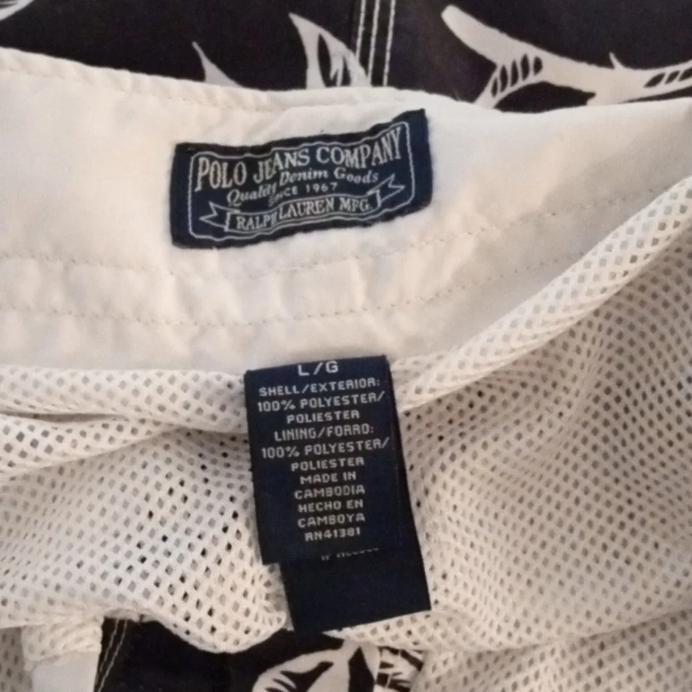 Polo Jeans Co Ralph Lauren Tropical Swim Trunks L Black
